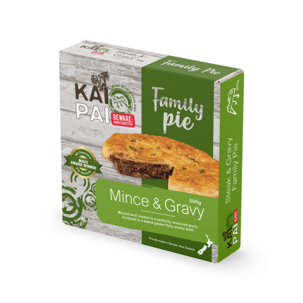 Kai Pai Family Pie Mince & Gravy packaging on a white background