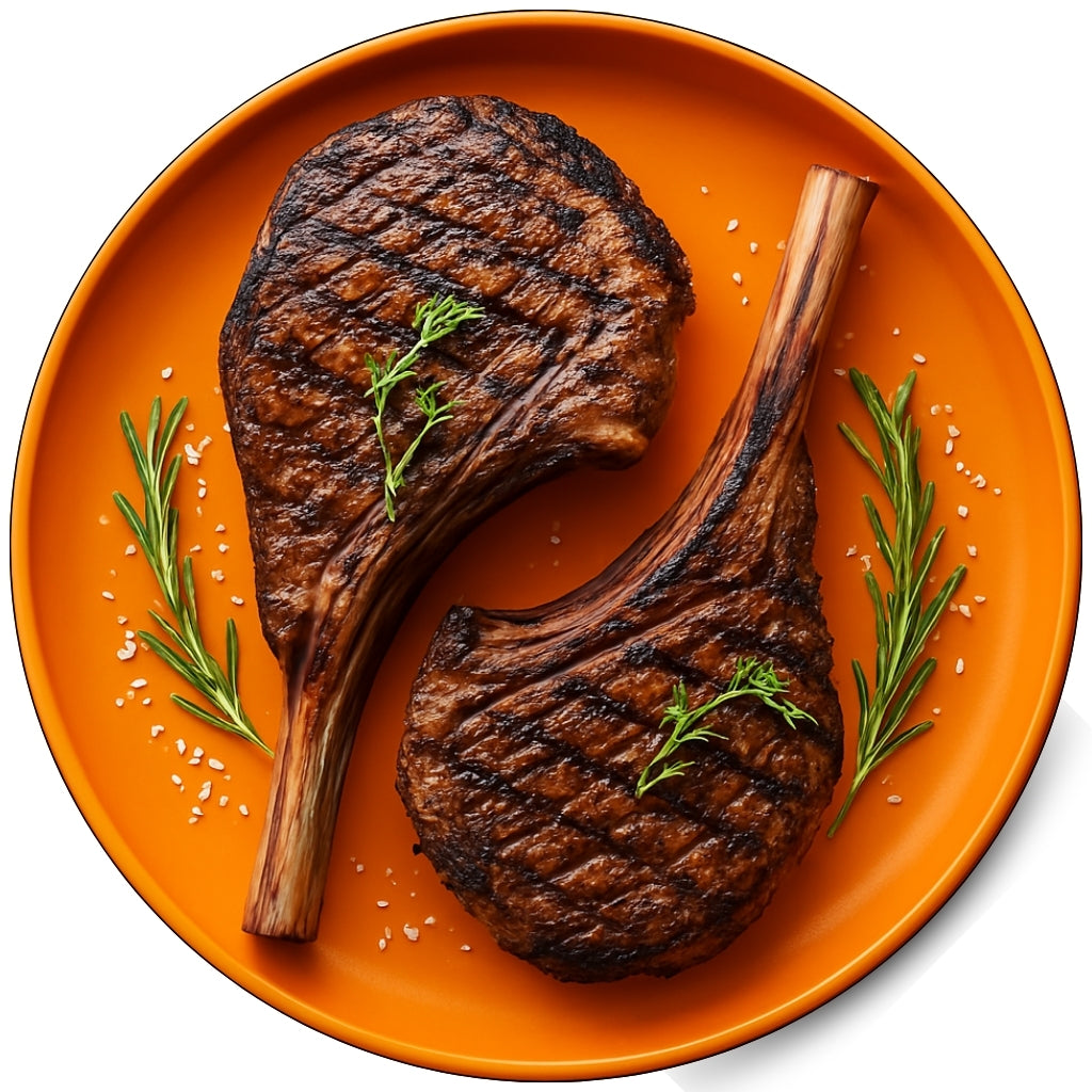Prime Range Fresh Tomahawk Steak View – French-Trimmed Bone Cut